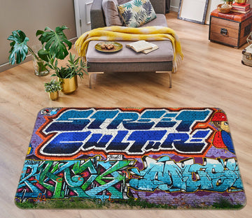 3D Letter Graffiti Wall 3069 Rug Non Slip Rug Mat
