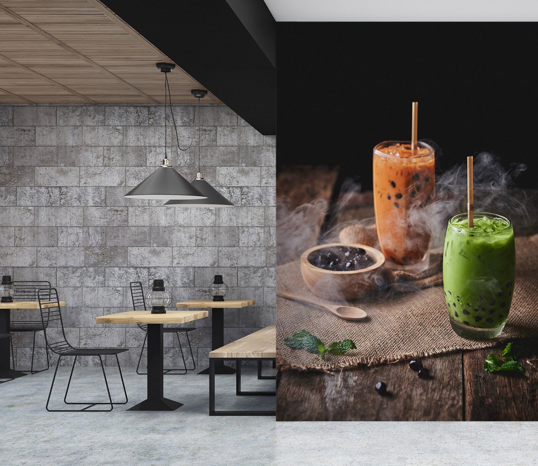 3D Pearl Tea 2120 Fruit Bubble Tea Milk Tea Shop Wall Murals