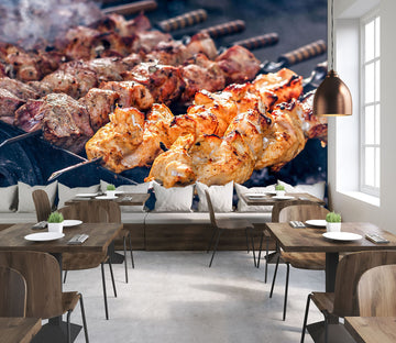 3D Grill Kebab Shop BBQ 307 Wall Mural Wall Murals Commercial