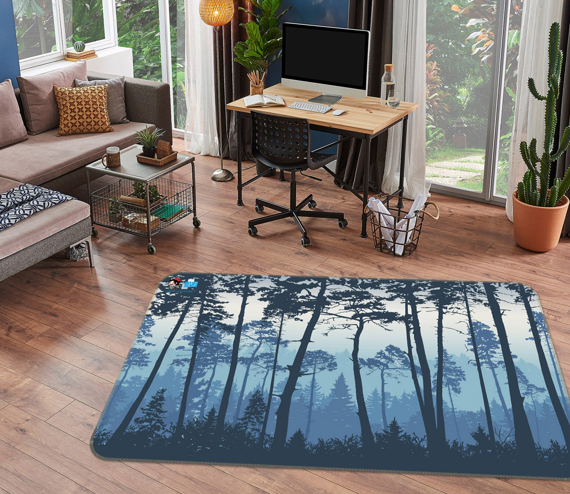 3D Forest Trees 3058 Rug Non Slip Rug Mat
