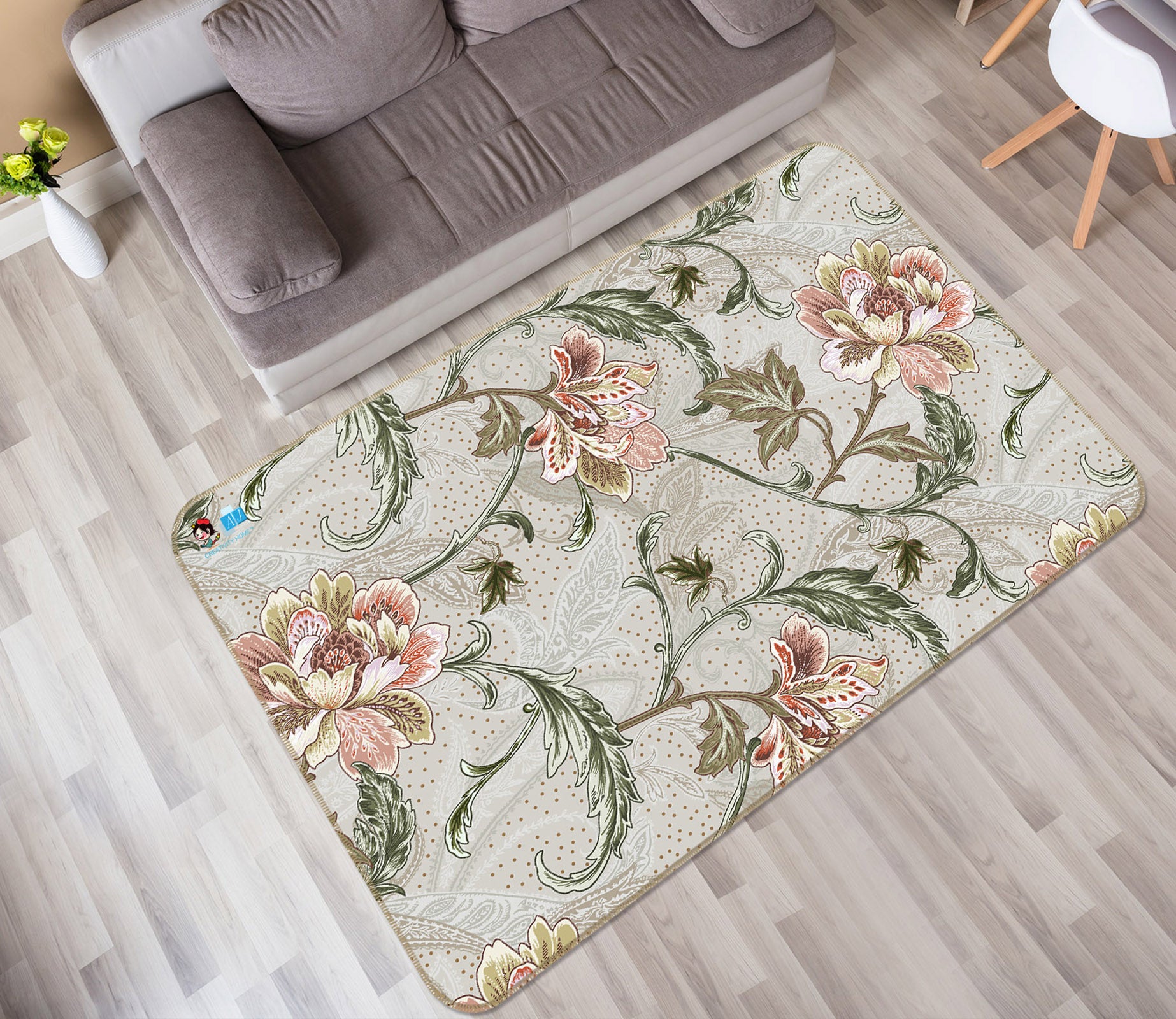 3D Flower Vine 3064 Rug Non Slip Rug Mat