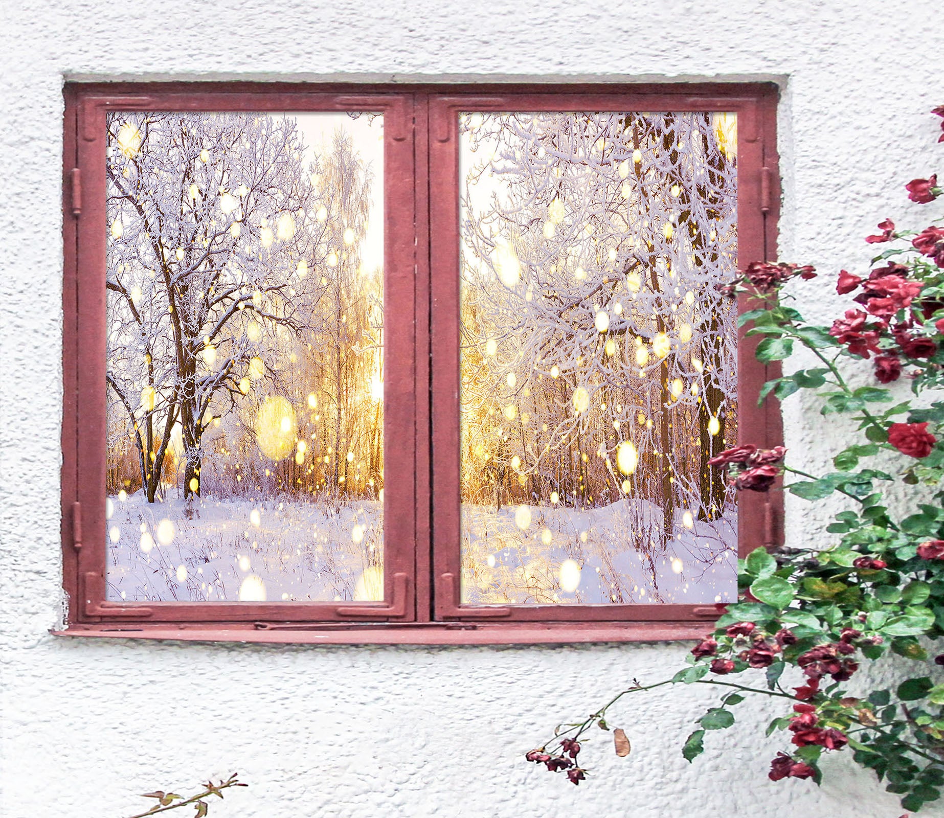 3D Snow Tree 1033 Christmas Window Film Print Sticker Cling Stained Glass Xmas