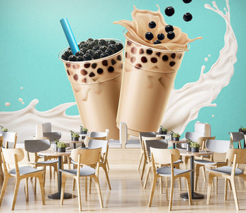 3D Pearl Tea 2047 Fruit Bubble Tea Milk Tea Shop Wall Murals