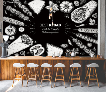 3D Grill Kebab Shop BBQ 327 Wall Mural Wall Murals Commercial