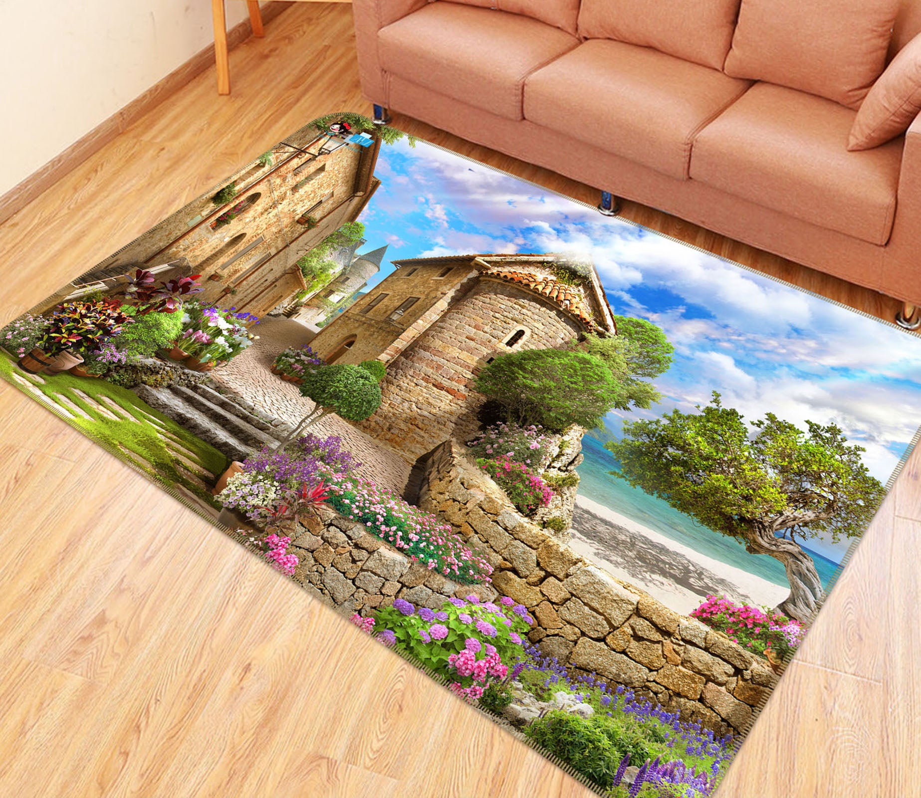 3D Ocean House 3020 Rug Non Slip Rug Mat