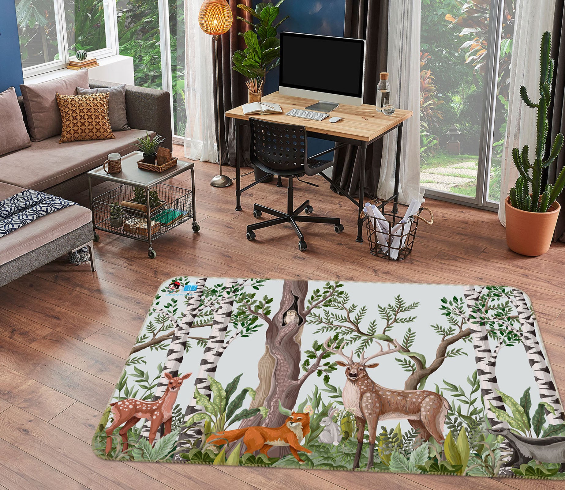 3D Fawn Fox 3075 Rug Non Slip Rug Mat