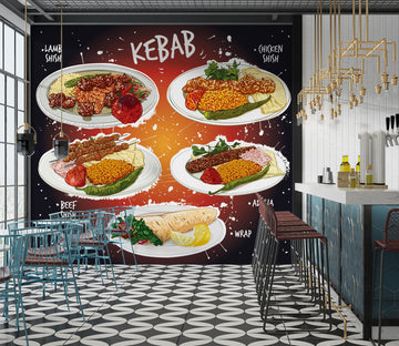 3D Grill Kebab Shop BBQ 306 Wall Mural Wall Murals Commercial