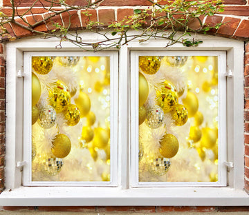 3D Yellow Ball 1017 Christmas Window Film Print Sticker Cling Stained Glass Xmas