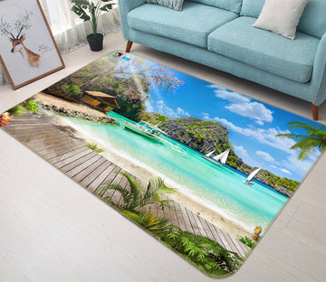 3D Ocean Boat 3039 Rug Non Slip Rug Mat