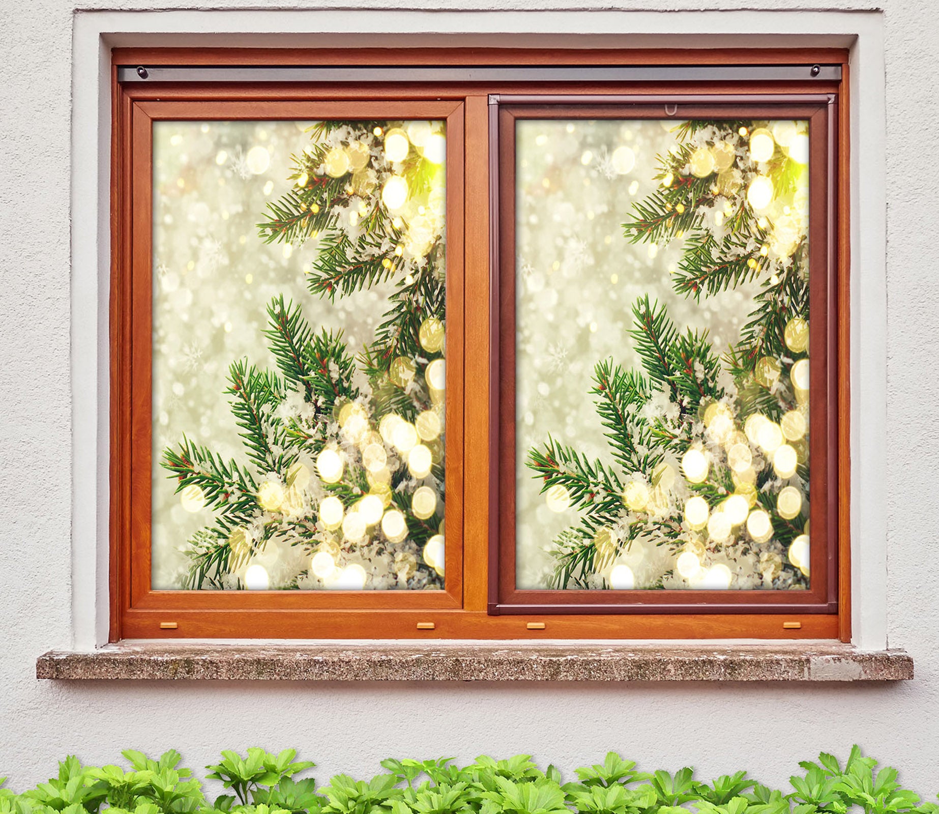 3D Neon Leaves 1013 Christmas Window Film Print Sticker Cling Stained Glass Xmas