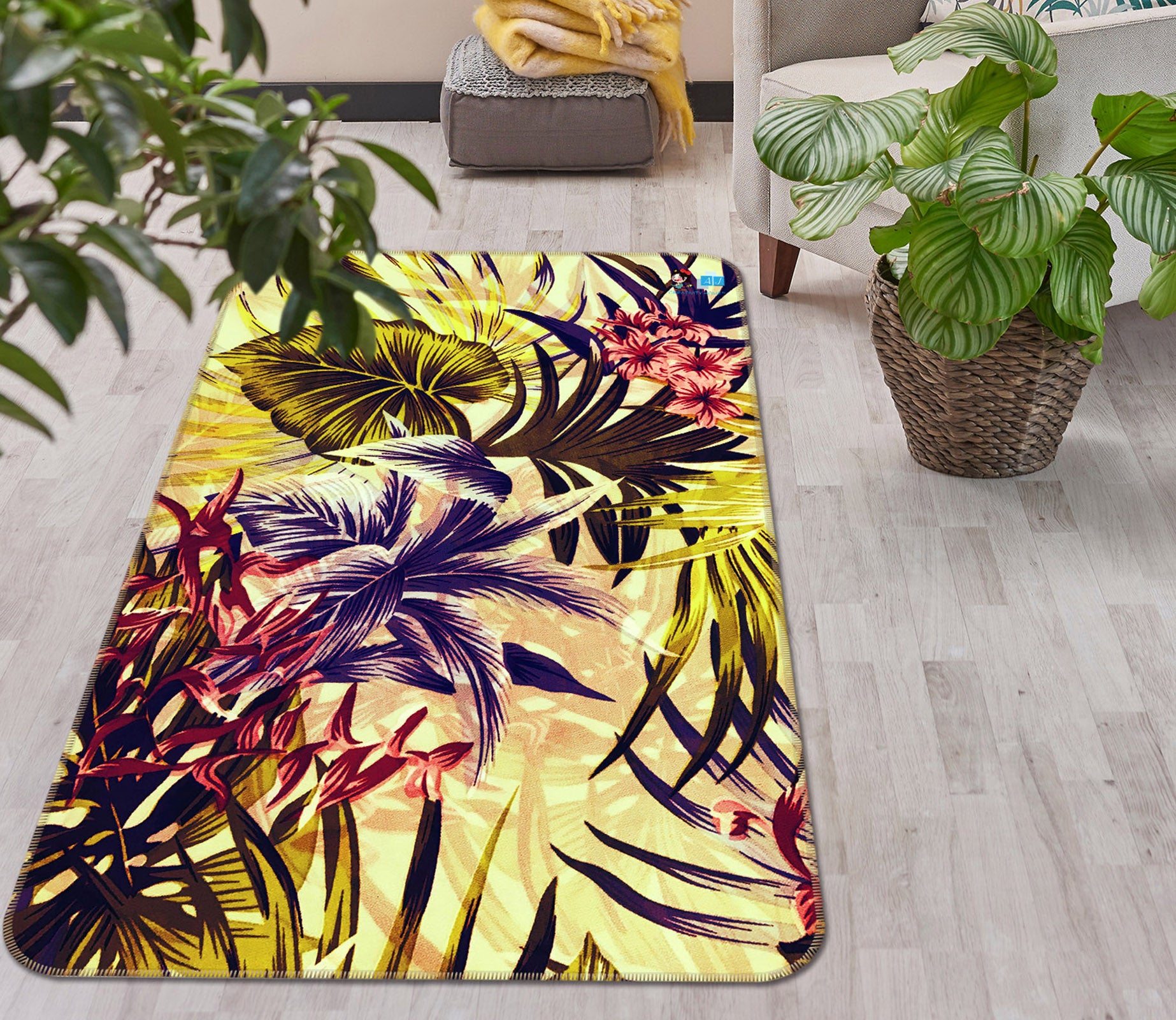 3D Bright Leaves 3084 Rug Non Slip Rug Mat
