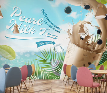 3D Pearl Tea 2044 Fruit Bubble Tea Milk Tea Shop Wall Murals