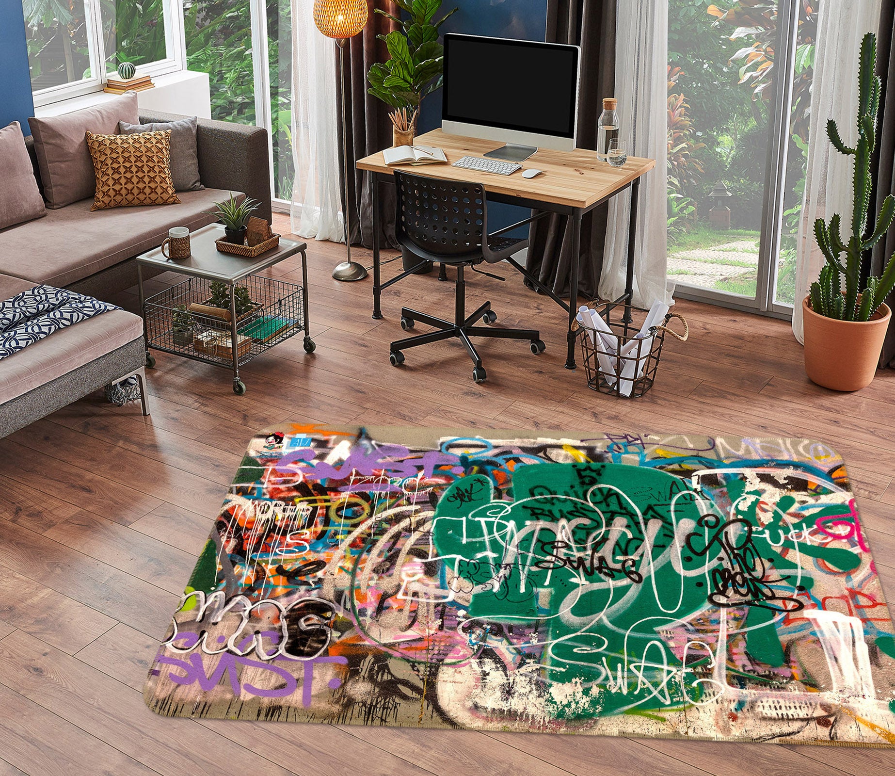 3D Graffiti Letters 3001 Rug Non Slip Rug Mat