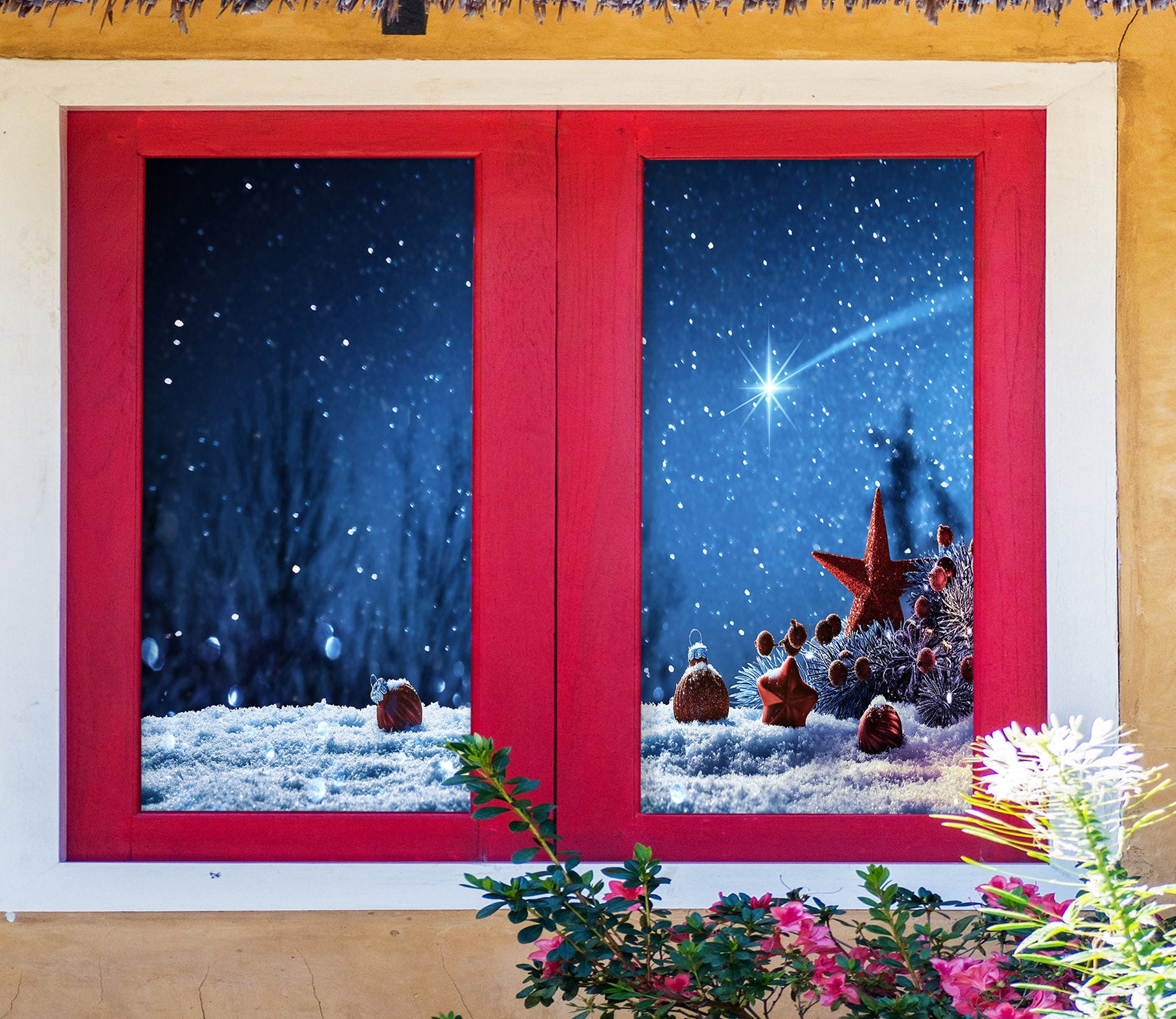 3D Shooting Stars 1044 Christmas Window Film Print Sticker Cling Stained Glass Xmas