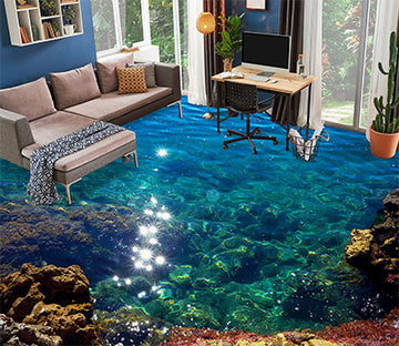 3D Clear Deep Blue Sea 8651 Floor Wallpaper