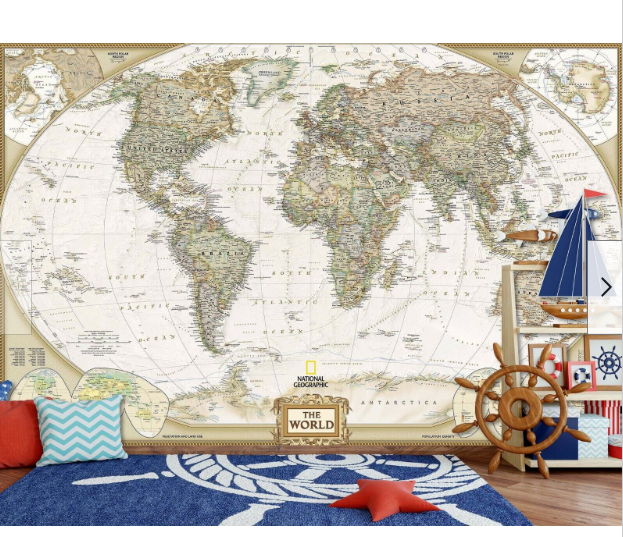 3D World Map ZHUA2370 in 416cm x 254cm curtains (one piece) & 3D Church Corridor ZHUA1338 in 208cmx146cm vinyl - from ebay - E