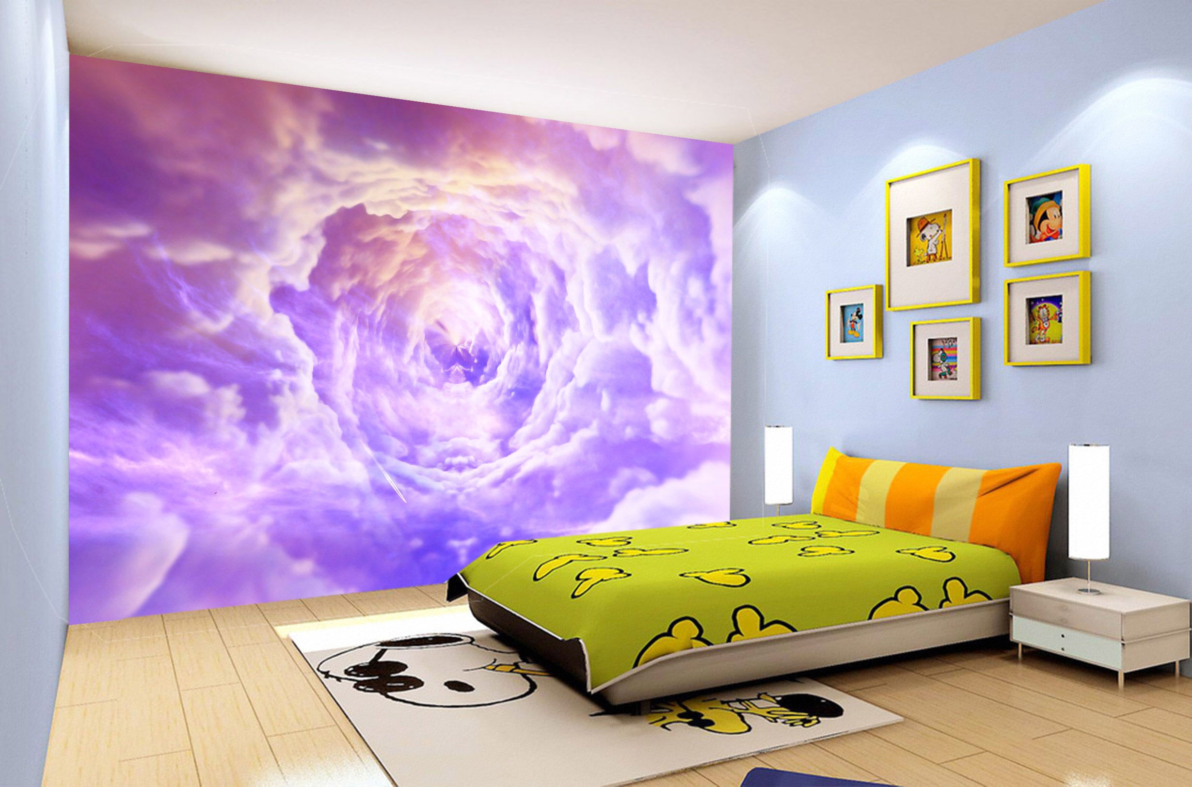 3D Purple Cloud 2040 Wall Mural Wall Murals