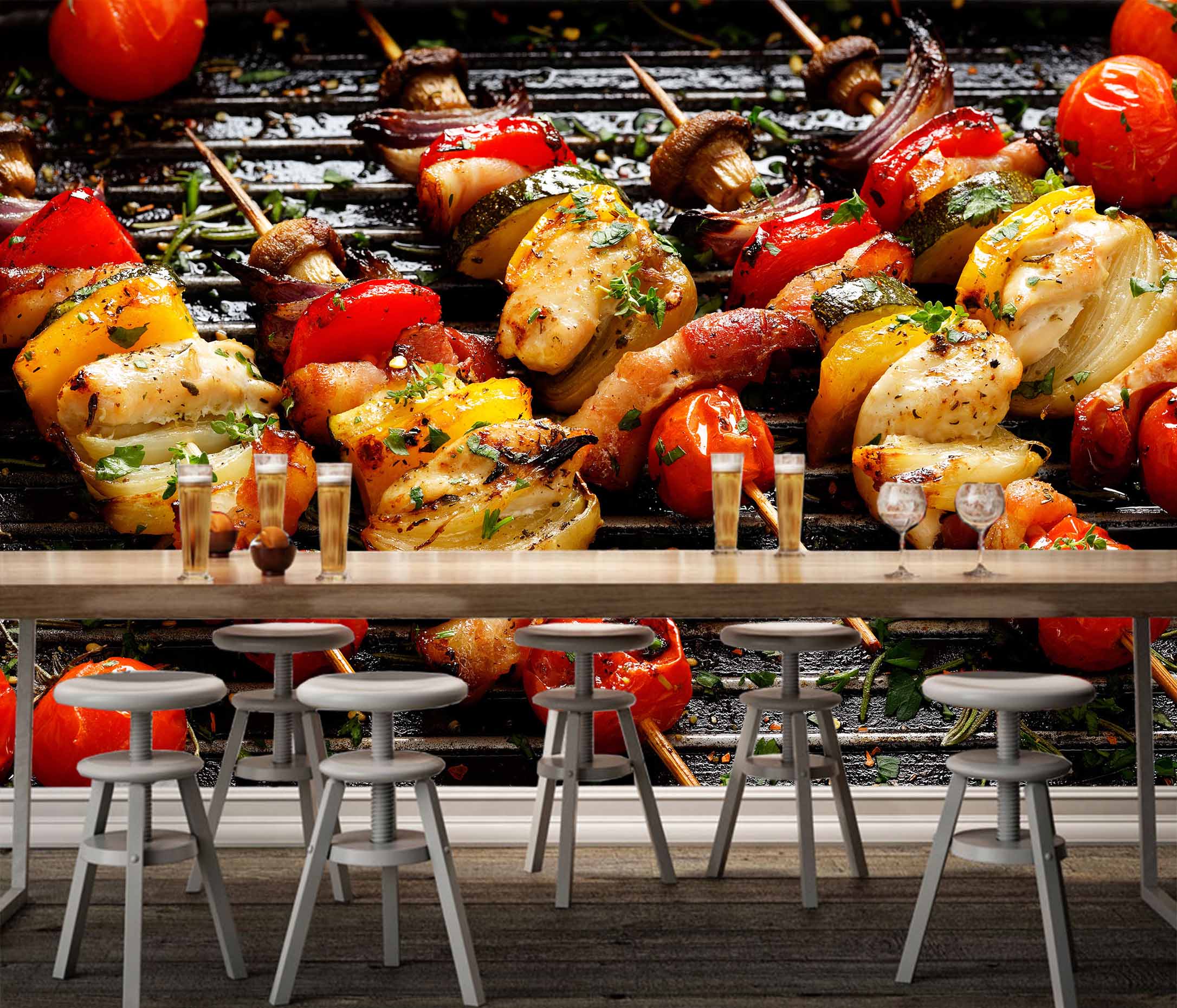 3D Grill Kebab Shop BBQ 305 Wall Mural Wall Murals Commercial