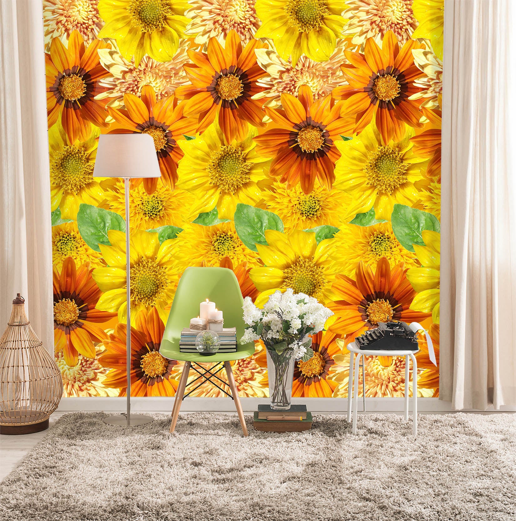 3D Yellow Sunflower 2069 Wall Mural Wall Murals