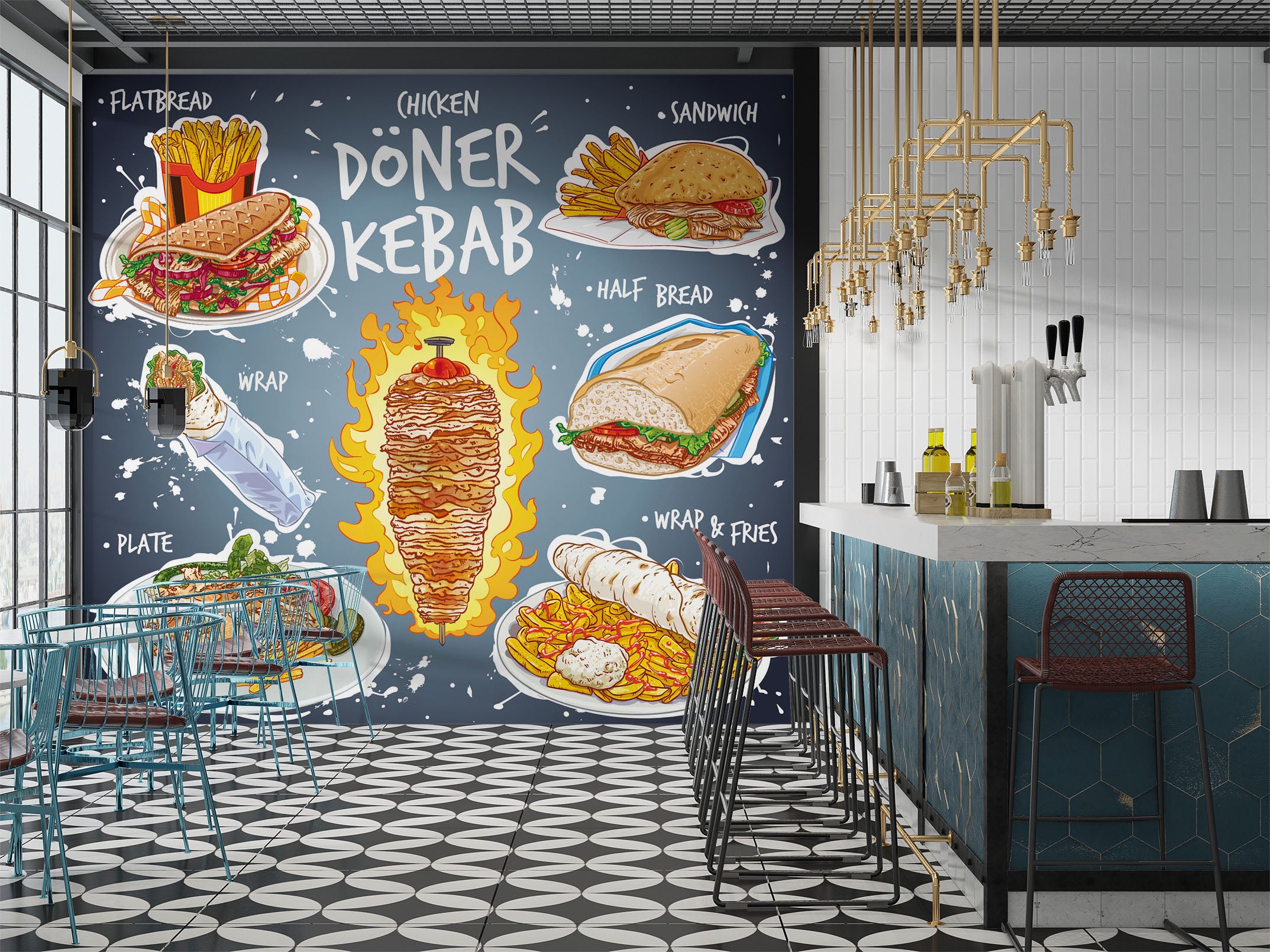 3D Grill Kebab Shop BBQ 304 Wall Mural Wall Murals Commercial