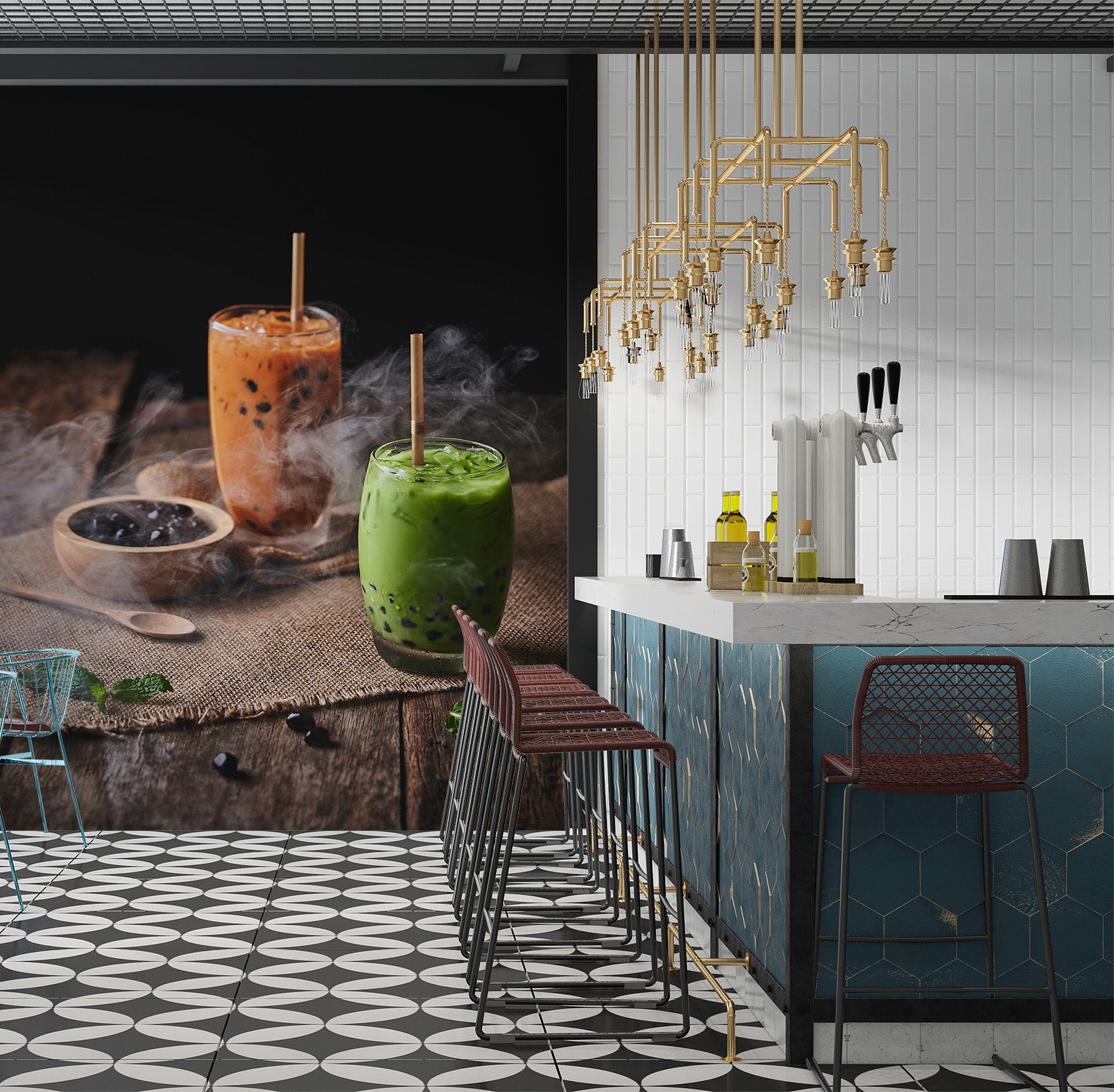 3D Pearl Tea 2120 Fruit Bubble Tea Milk Tea Shop Wall Murals