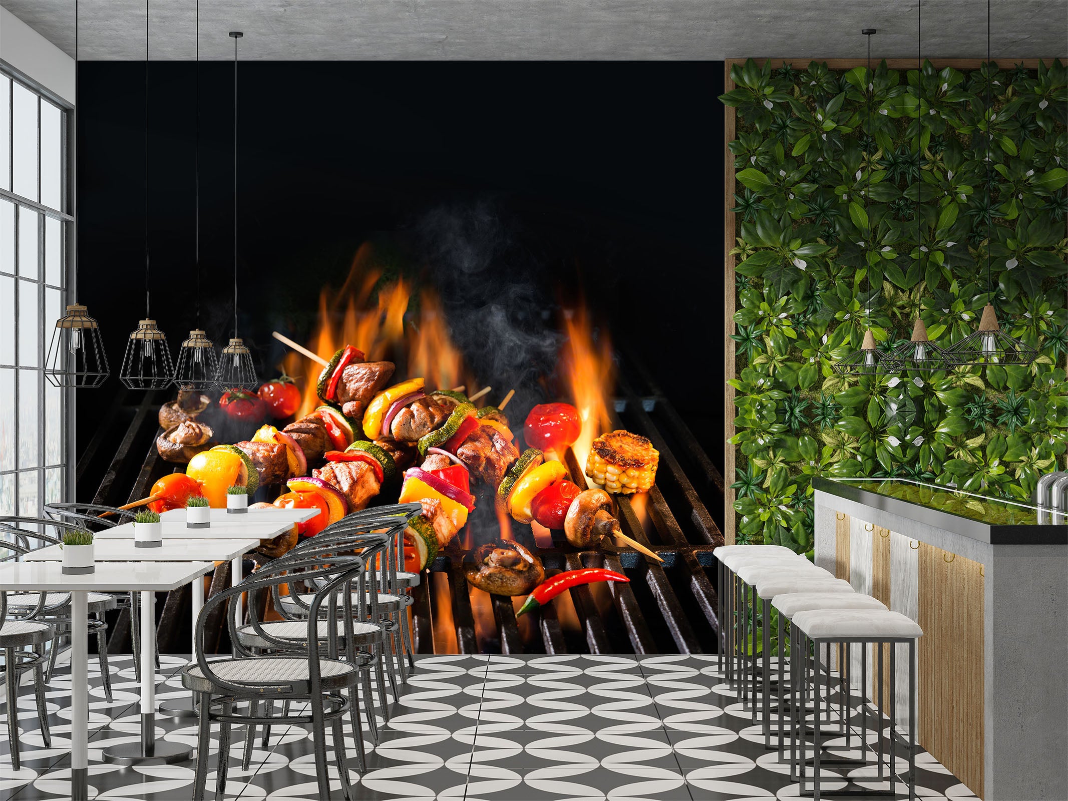 3D Grill Kebab Shop BBQ 308 Wall Mural Wall Murals Commercial