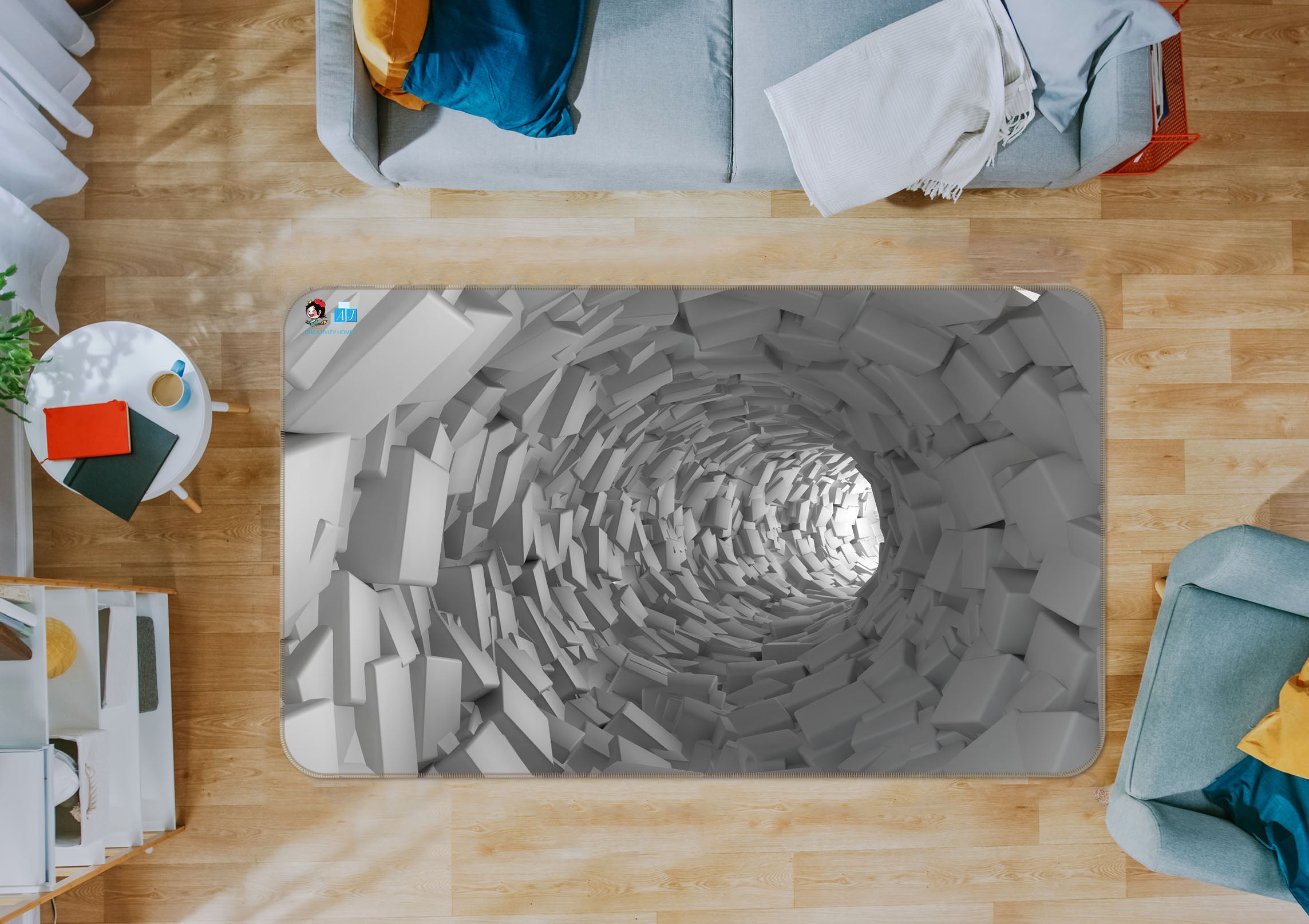 3D Brick Hole 3011 Rug Non Slip Rug Mat