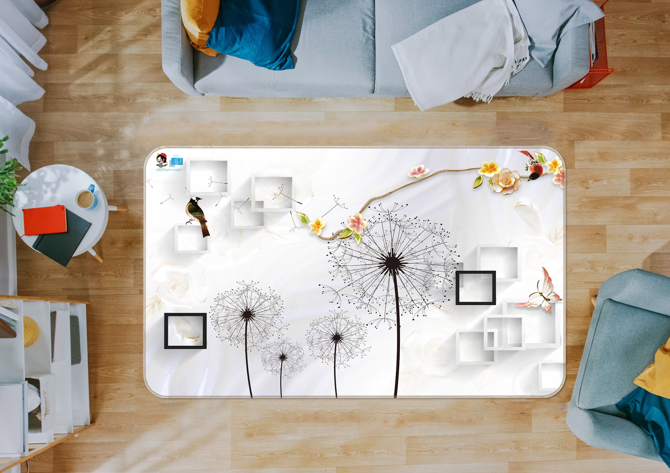 3D Dandelion 3037 Rug Non Slip Rug Mat