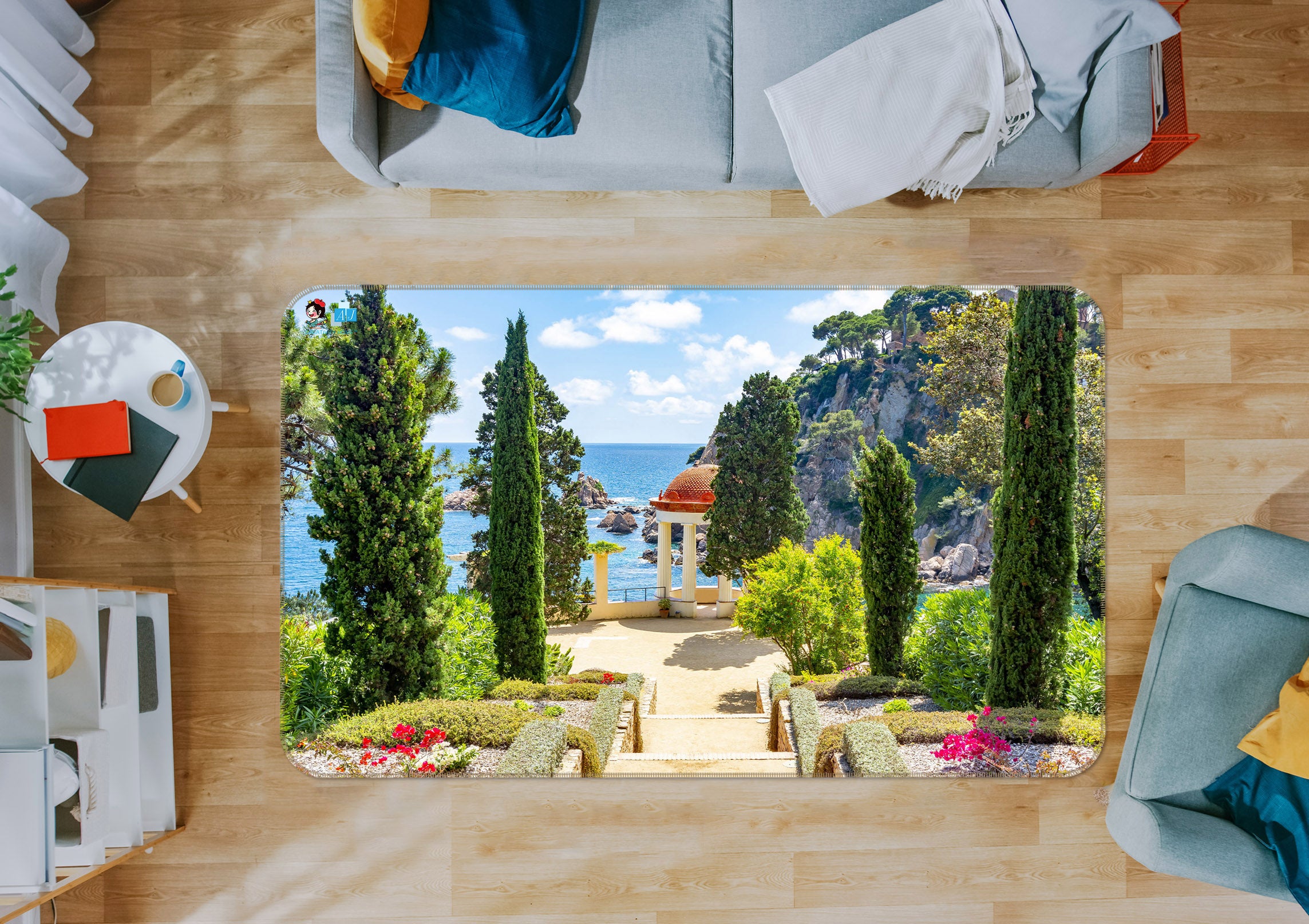 3D Mountain Ocean 3050 Rug Non Slip Rug Mat