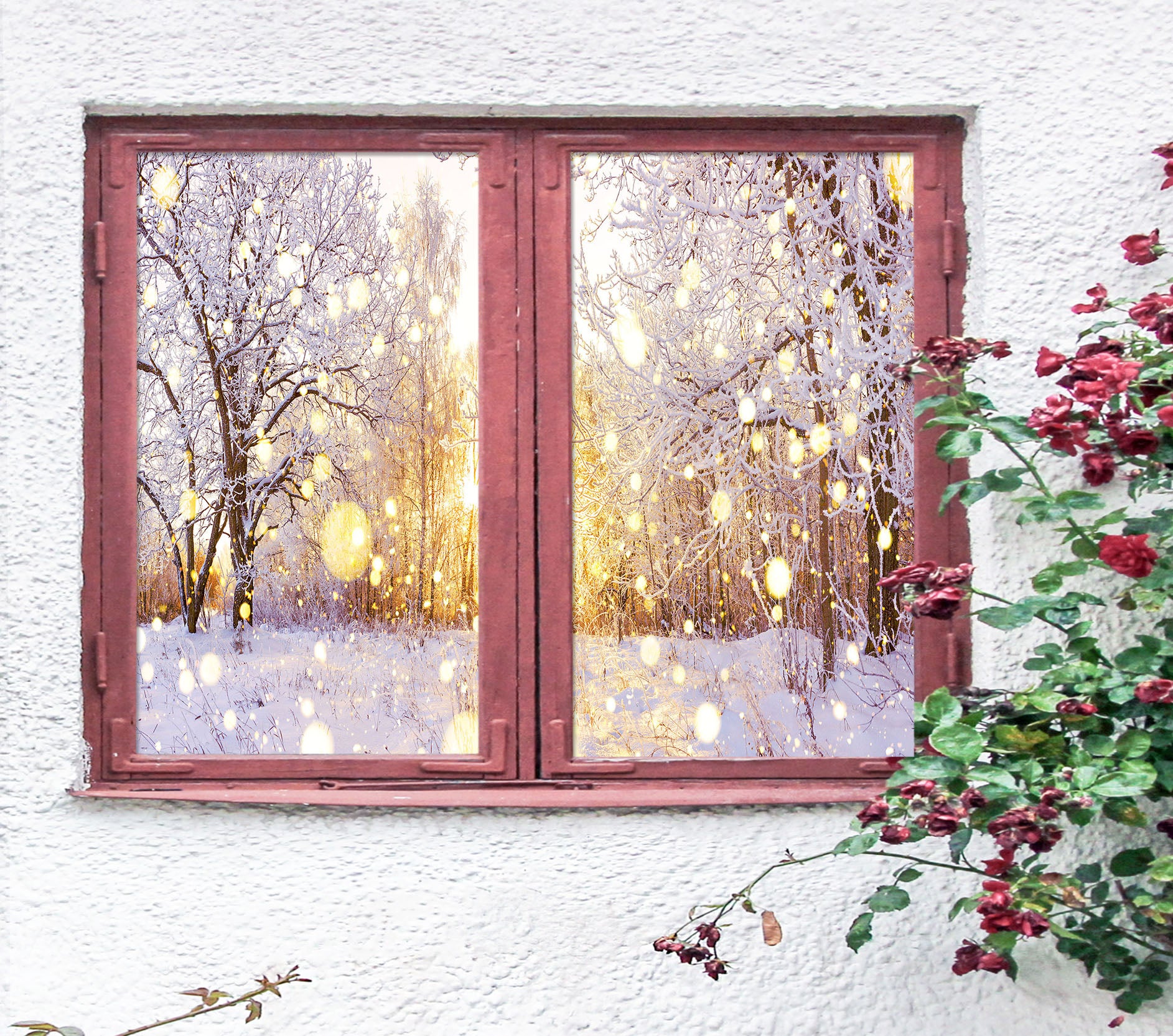 3D Snow Tree 1033 Christmas Window Film Print Sticker Cling Stained Glass Xmas