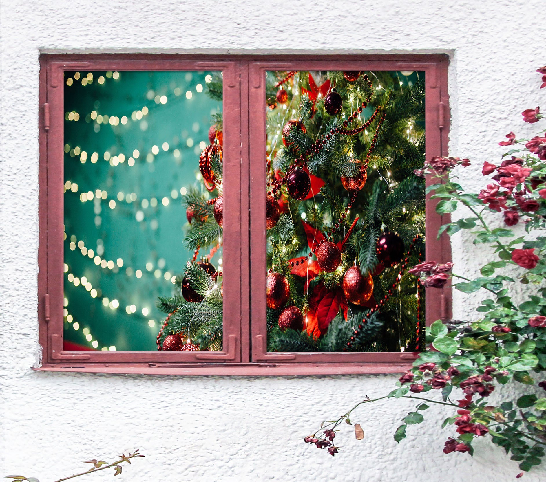 3D Red Ball 1030 Christmas Window Film Print Sticker Cling Stained Glass Xmas