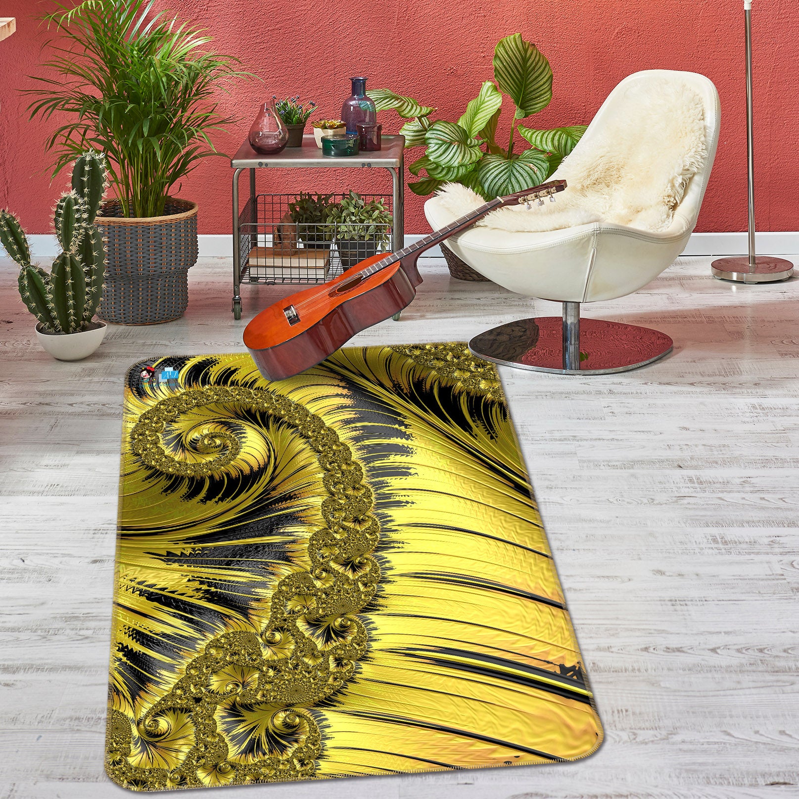 3D Golden Texture 3091 Rug Non Slip Rug Mat