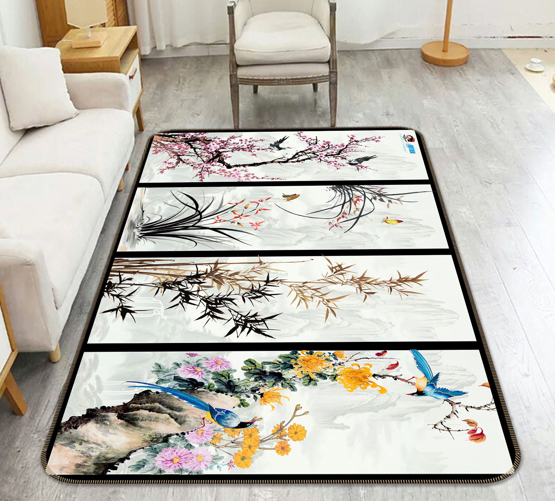 3D Chinese Style 3067 Rug Non Slip Rug Mat