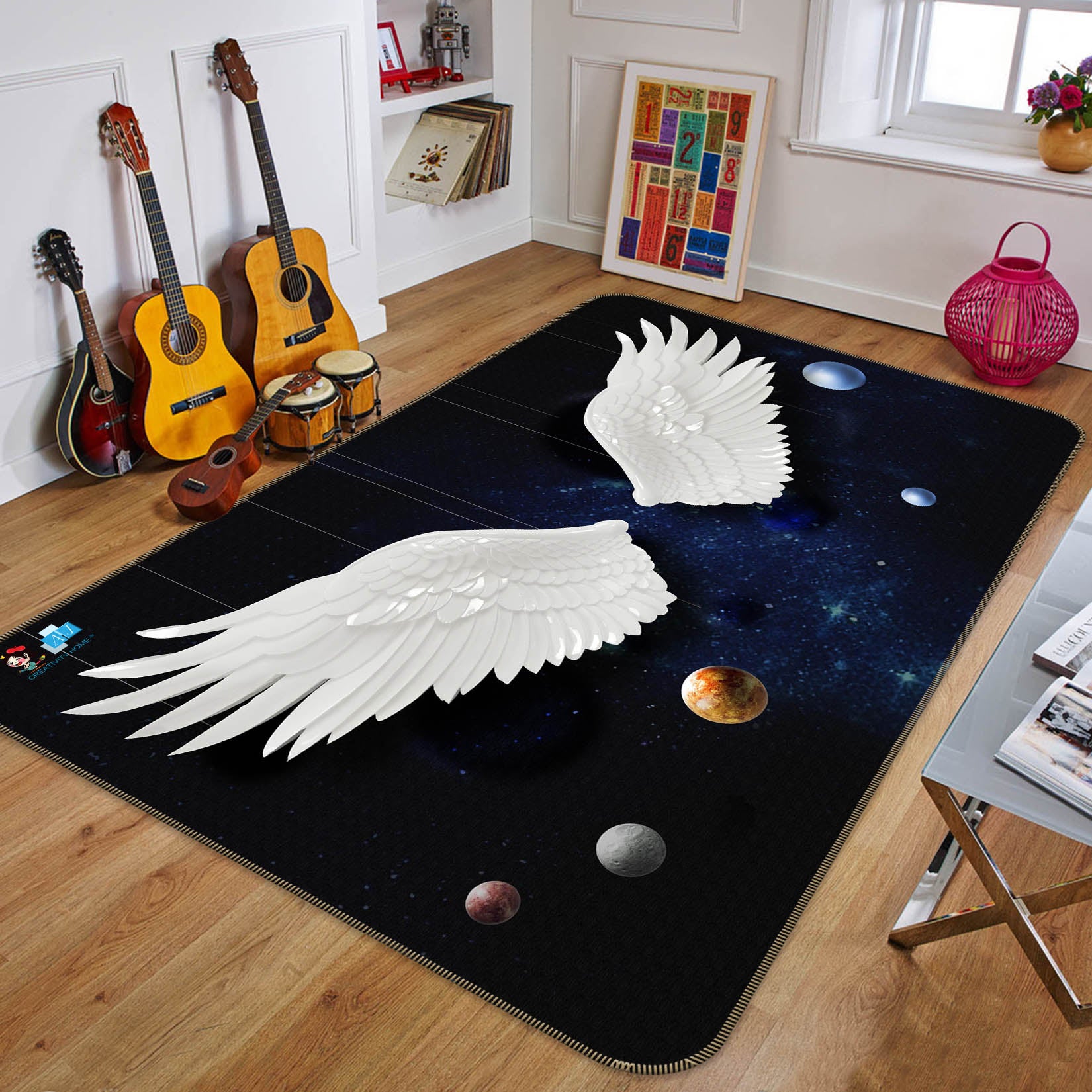 3D Angel Wings 3070 Rug Non Slip Rug Mat
