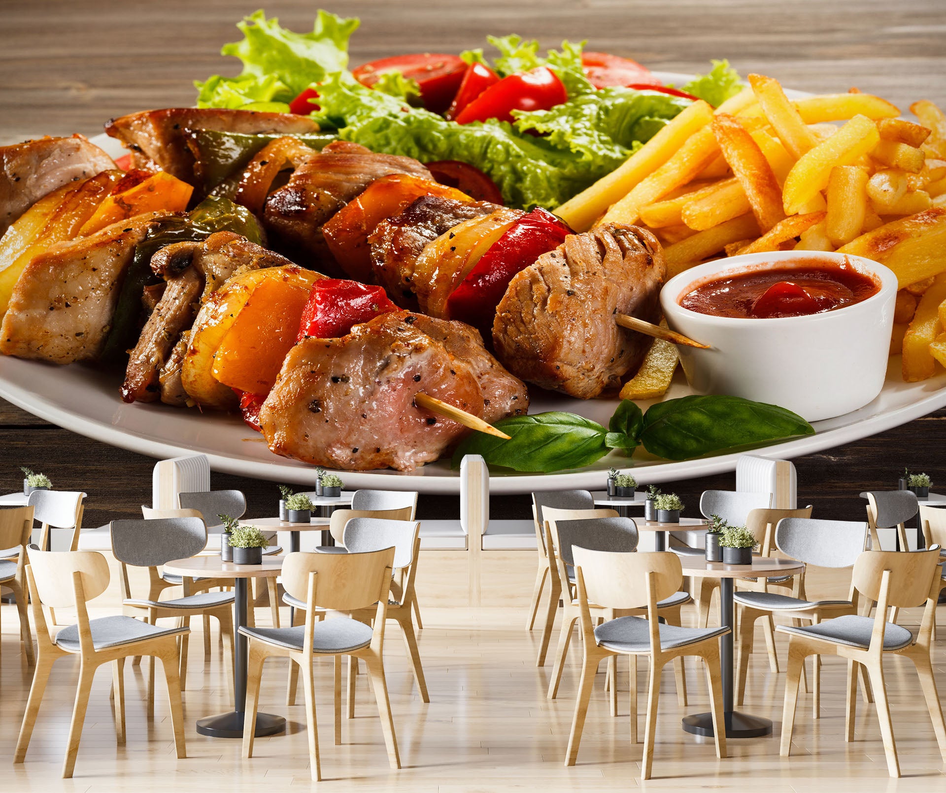 3D Grill Kebab Shop BBQ 303 Wall Mural Wall Murals Commercial