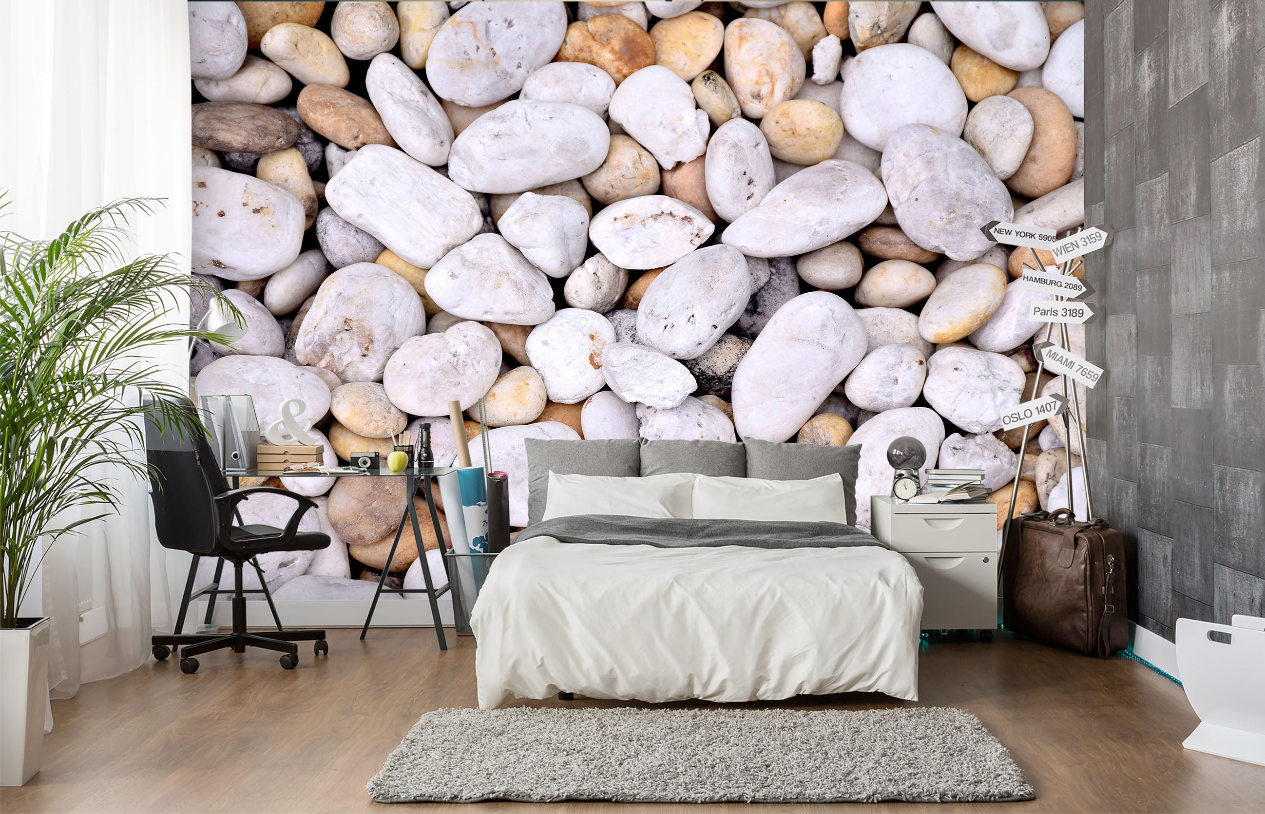 3D White Stone 2044 Wall Mural Wall Murals