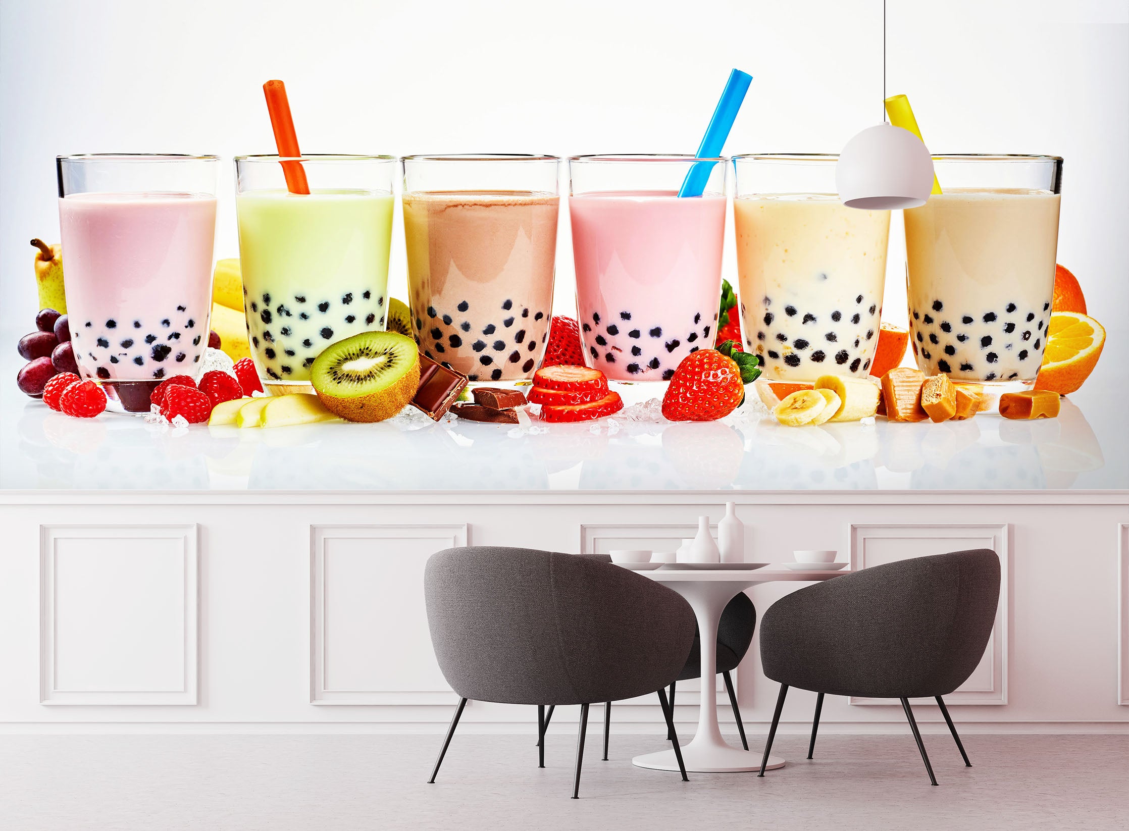 3D Pearl Tea 2039 Fruit Bubble Tea Milk Tea Shop Wall Murals