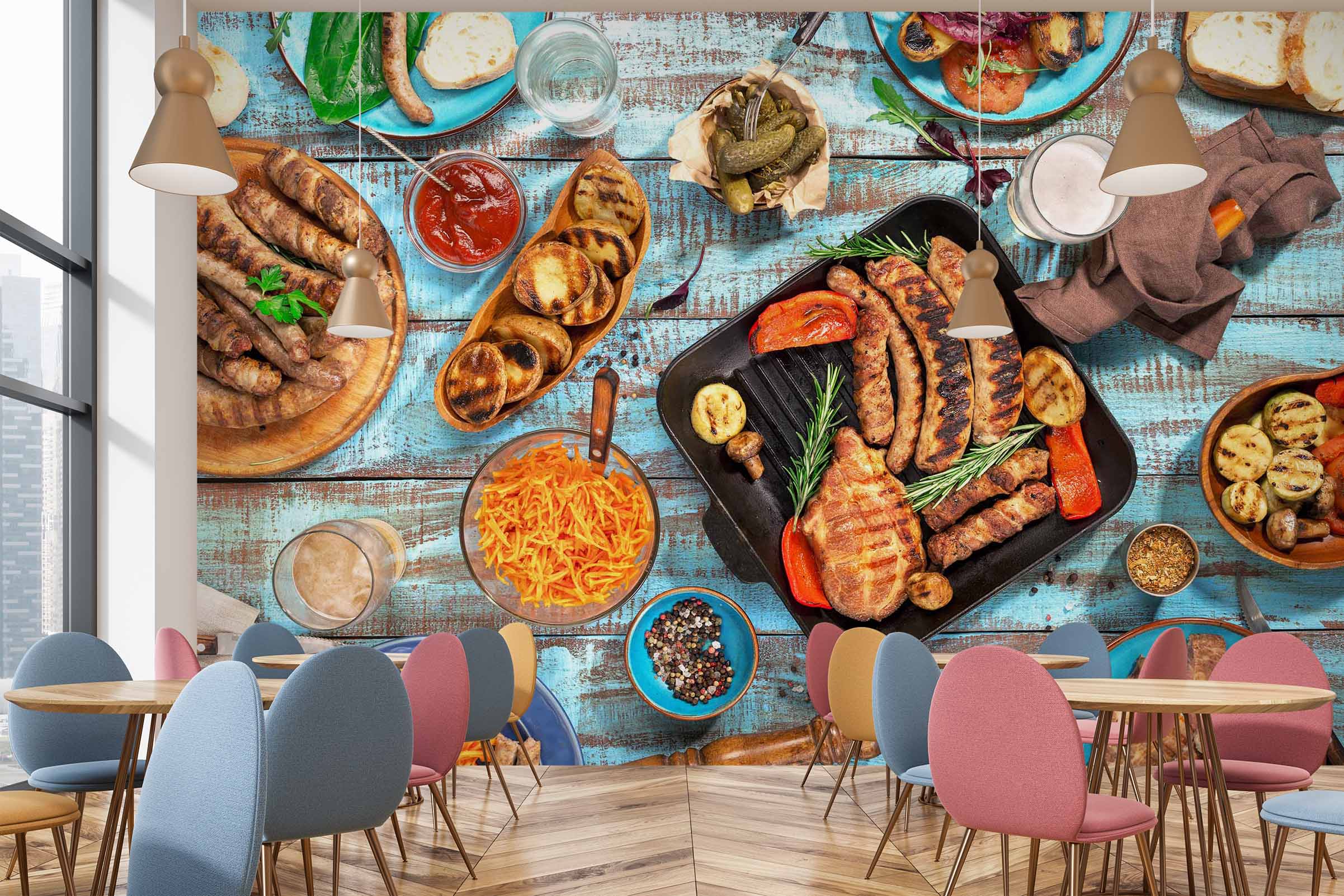 3D Grill Kebab Shop BBQ 311 Wall Mural Wall Murals Commercial