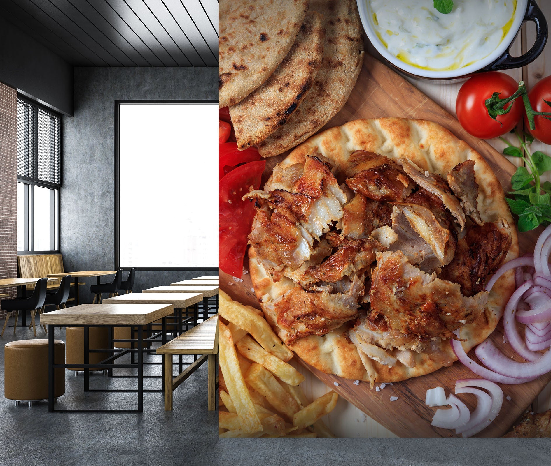 3D Grill Kebab Shop BBQ 365 Wall Mural Wall Murals Commercial