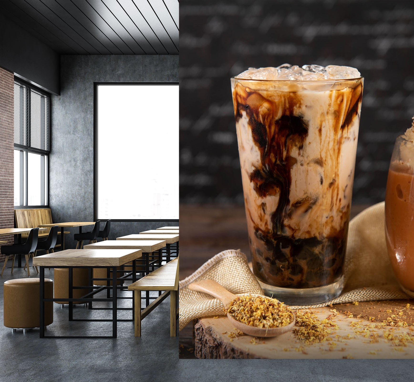 3D Pearl Tea 2105 Fruit Bubble Tea Milk Tea Shop Wall Murals