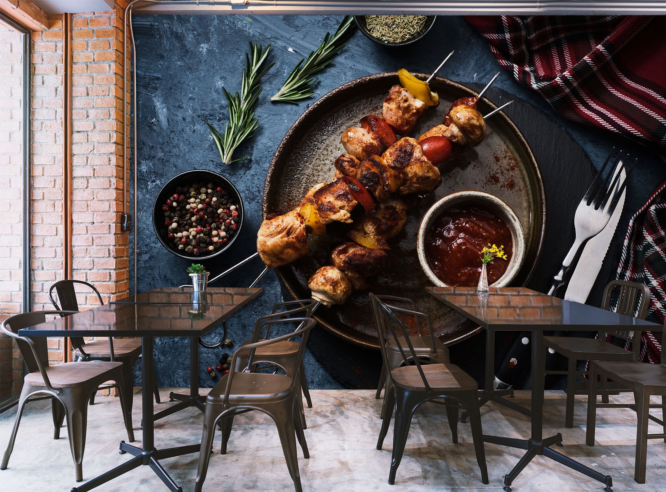 3D Grill Kebab Shop BBQ 323 Wall Mural Wall Murals Commercial