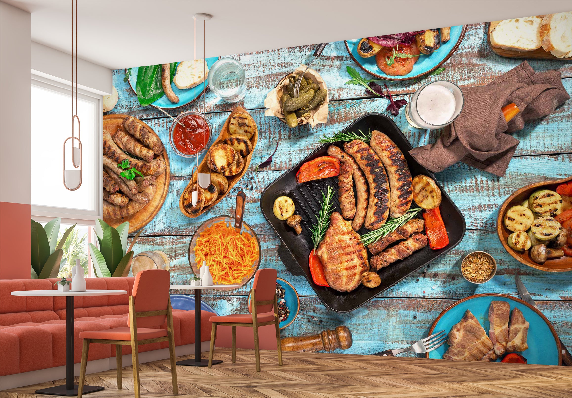 3D Grill Kebab Shop BBQ 311 Wall Mural Wall Murals Commercial