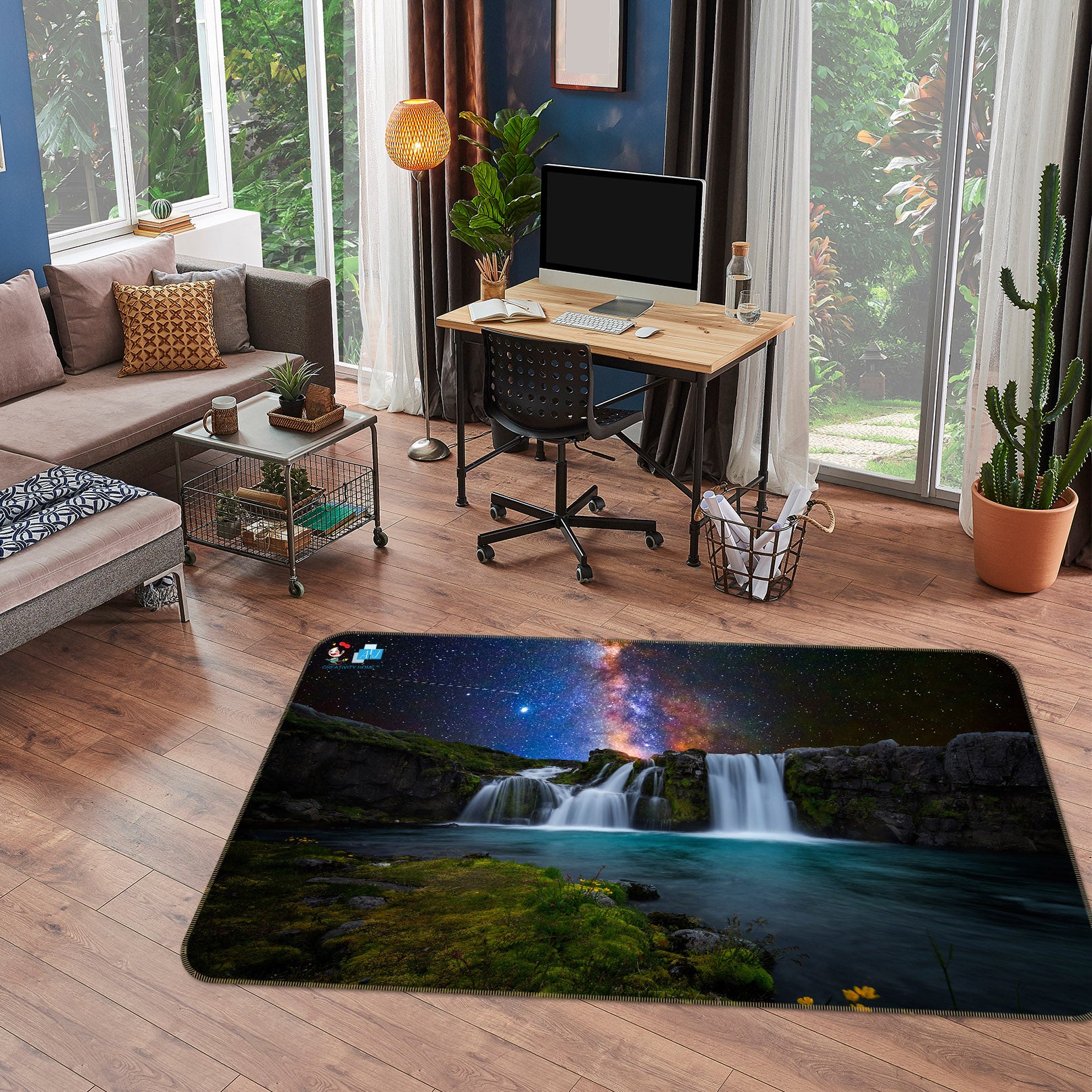 3D Waterfall Lake 3078 Rug Non Slip Rug Mat