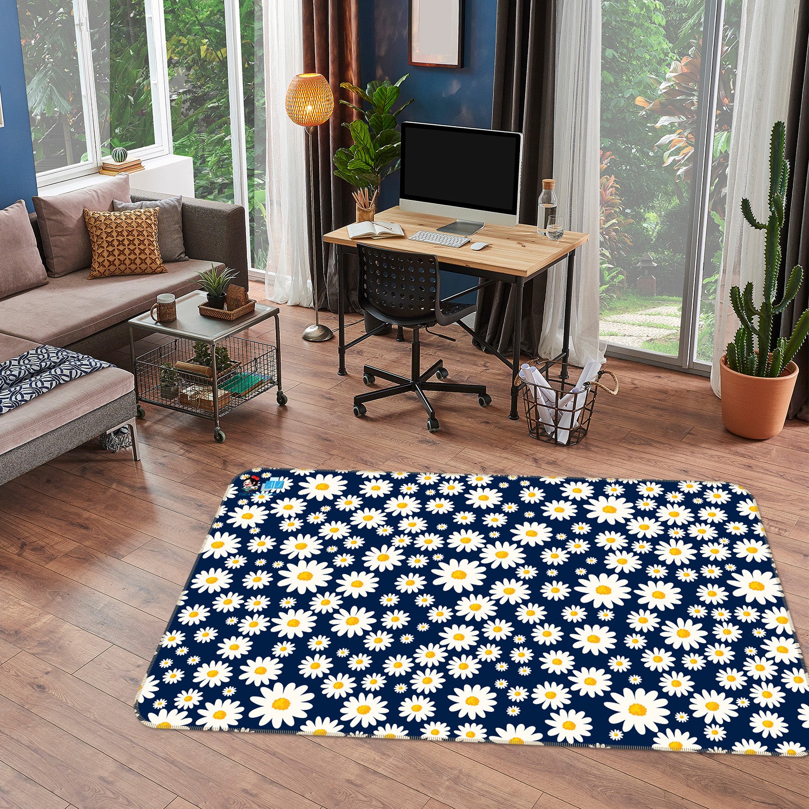 3D Daisy Petals 3052 Rug Non Slip Rug Mat
