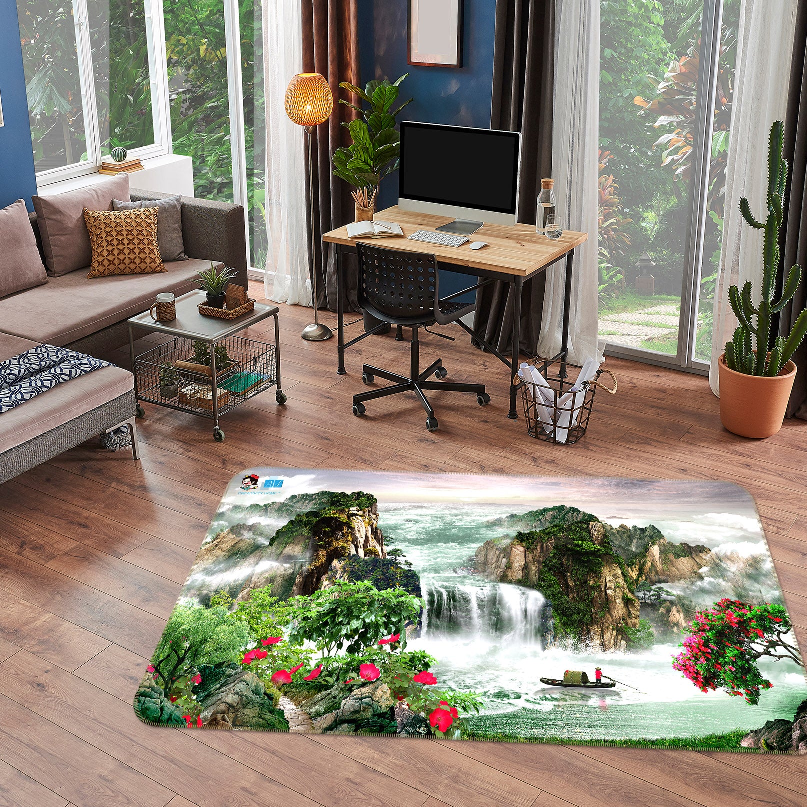 3D Landscape Waterfall 3046 Rug Non Slip Rug Mat