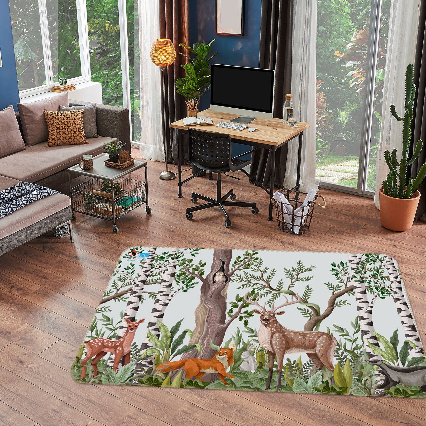 3D Fawn Fox 3075 Rug Non Slip Rug Mat