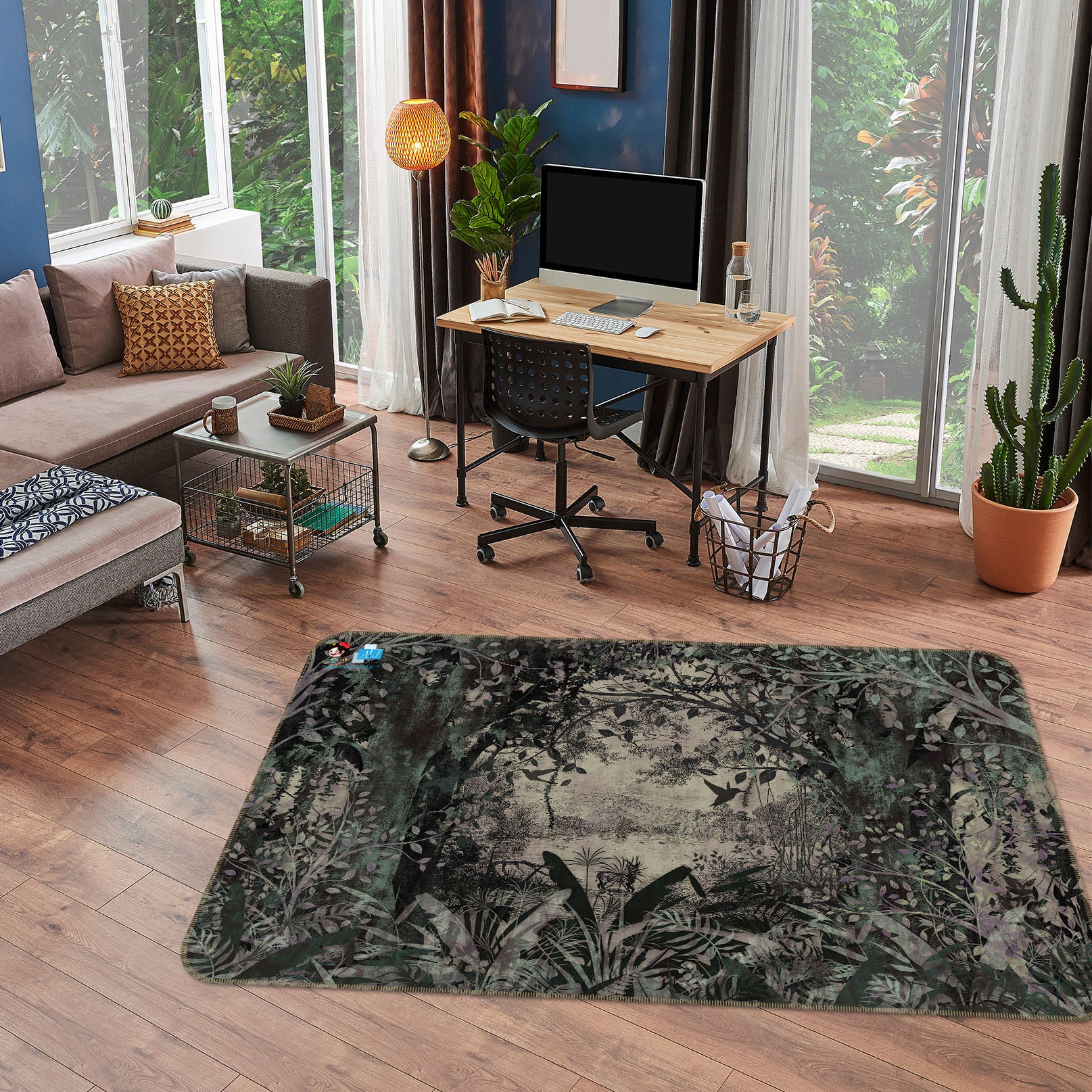 3D Tree Bird 3051 Rug Non Slip Rug Mat