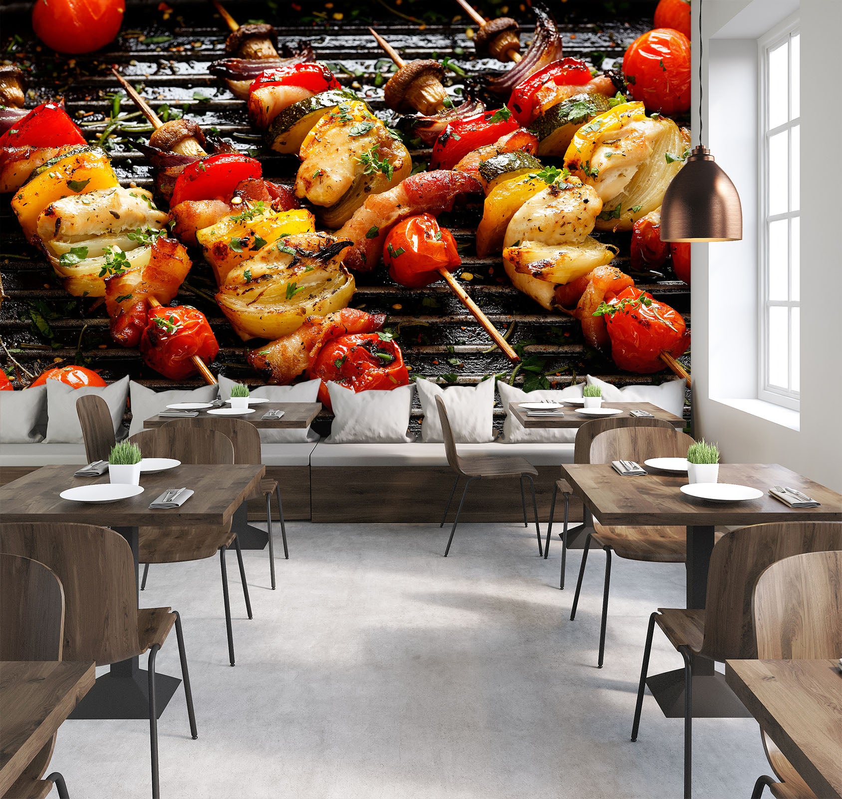 3D Grill Kebab Shop BBQ 305 Wall Mural Wall Murals Commercial