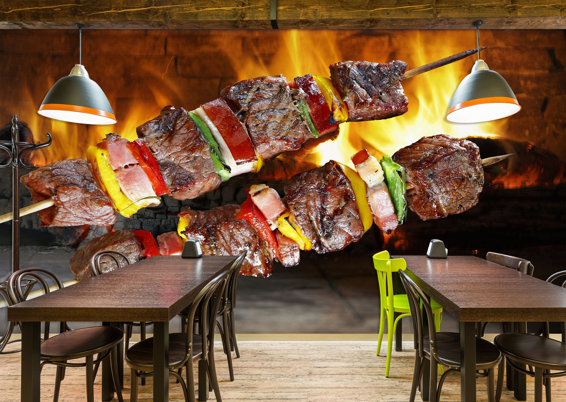 3D Grill Kebab Shop BBQ 301 Wall Mural Wall Murals Commercial