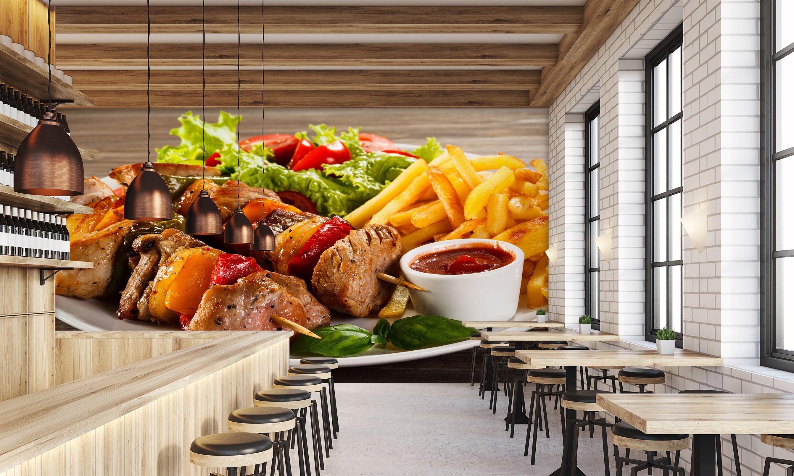3D Grill Kebab Shop BBQ 303 Wall Mural Wall Murals Commercial